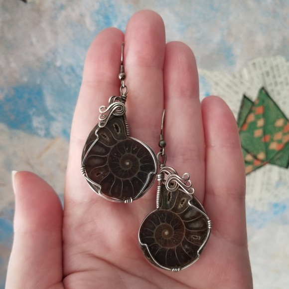 Real fossil ammonites & sterling earrings! - Picture 1 of 3